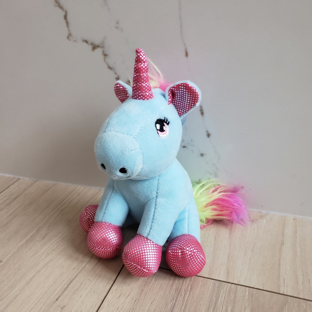 Scholastic Blue Unicorn Plush Stuffed Animal Sparkle Horn Rainbow Tail 2018